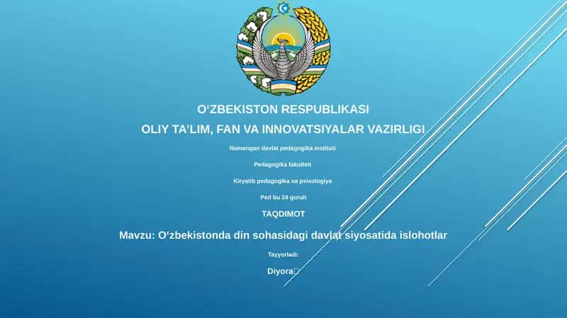 Oʻzbekistonda din sohasidagi davlat siyosatida islohotlar 1