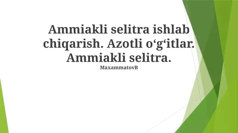 Ammoniy nitrat ishlab chiqarish 1