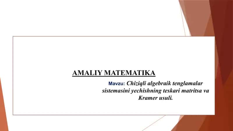 AMALIY MATEMATIKA 1