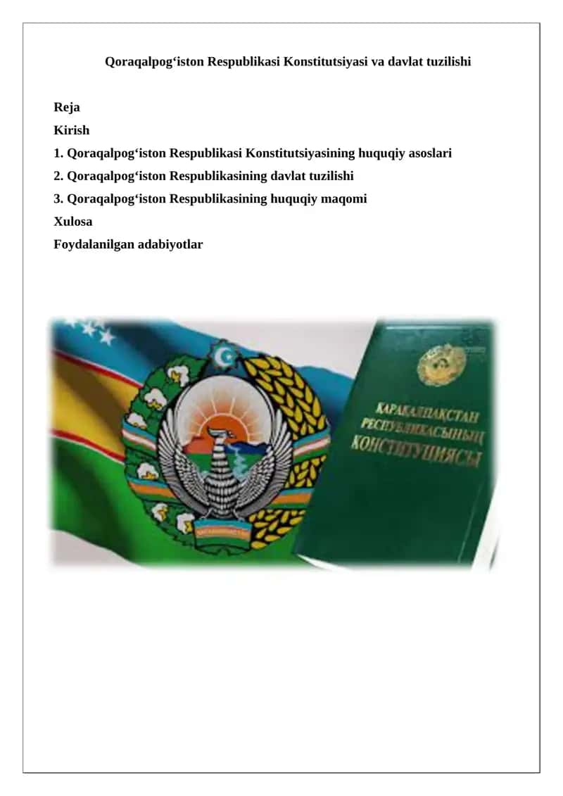 Qoraqalpog‘iston Respublikasi Konstitutsiyasi va davlat tuzilishi 1