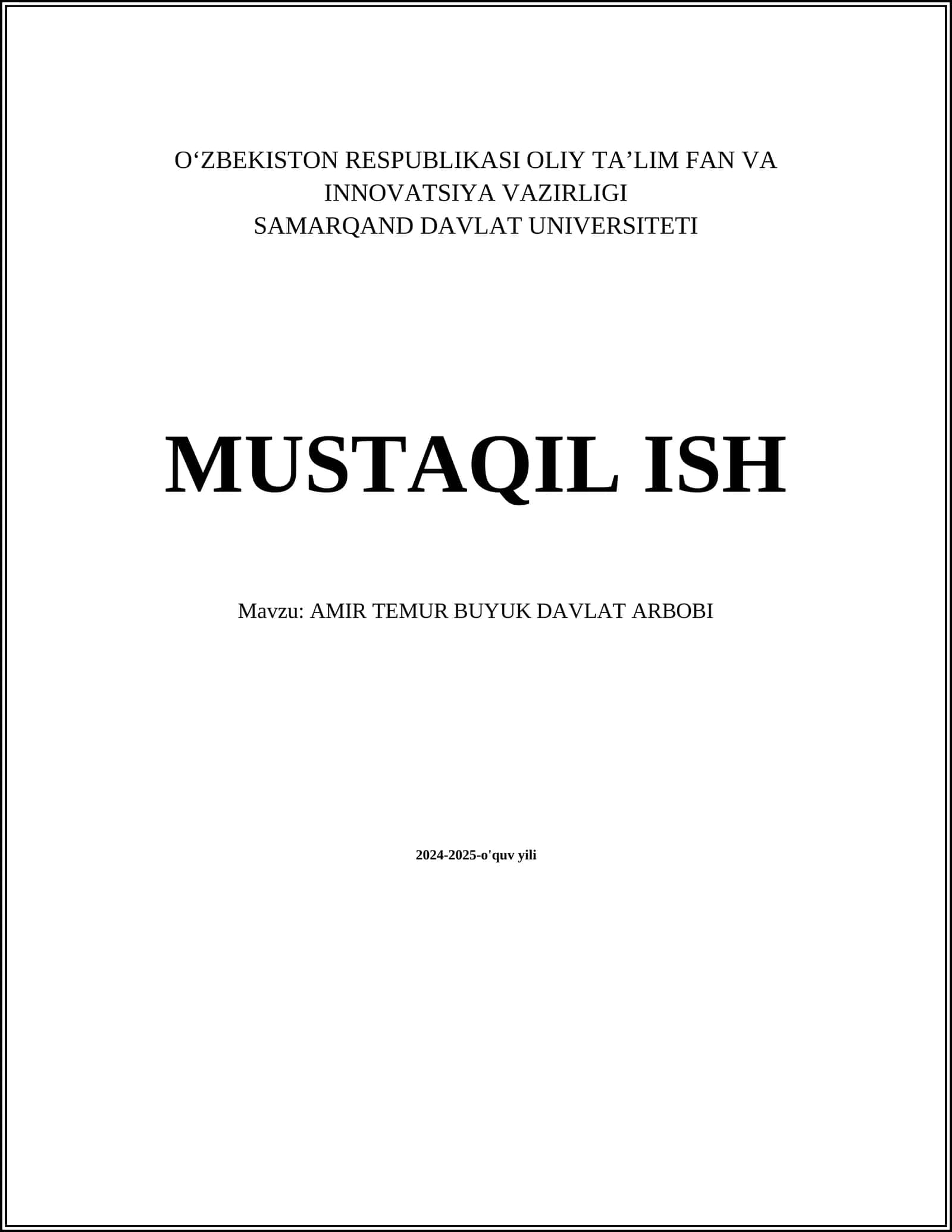 AMIR TEMUR BUYUK DAVLAT ARBOBI 1