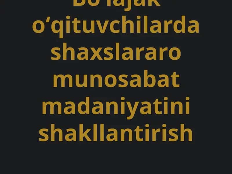 Shaxslararo munosabat madaniyati 1