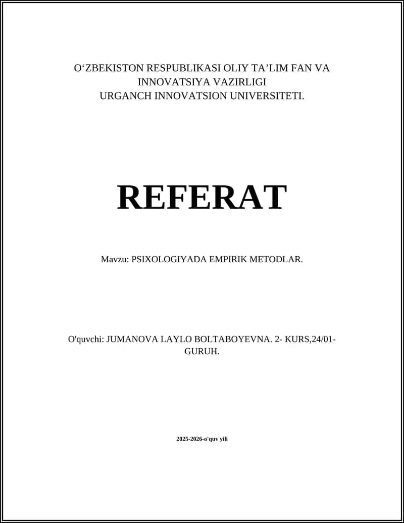 PSIXOLOGIYADA EMPIRIK METODLAR 1
