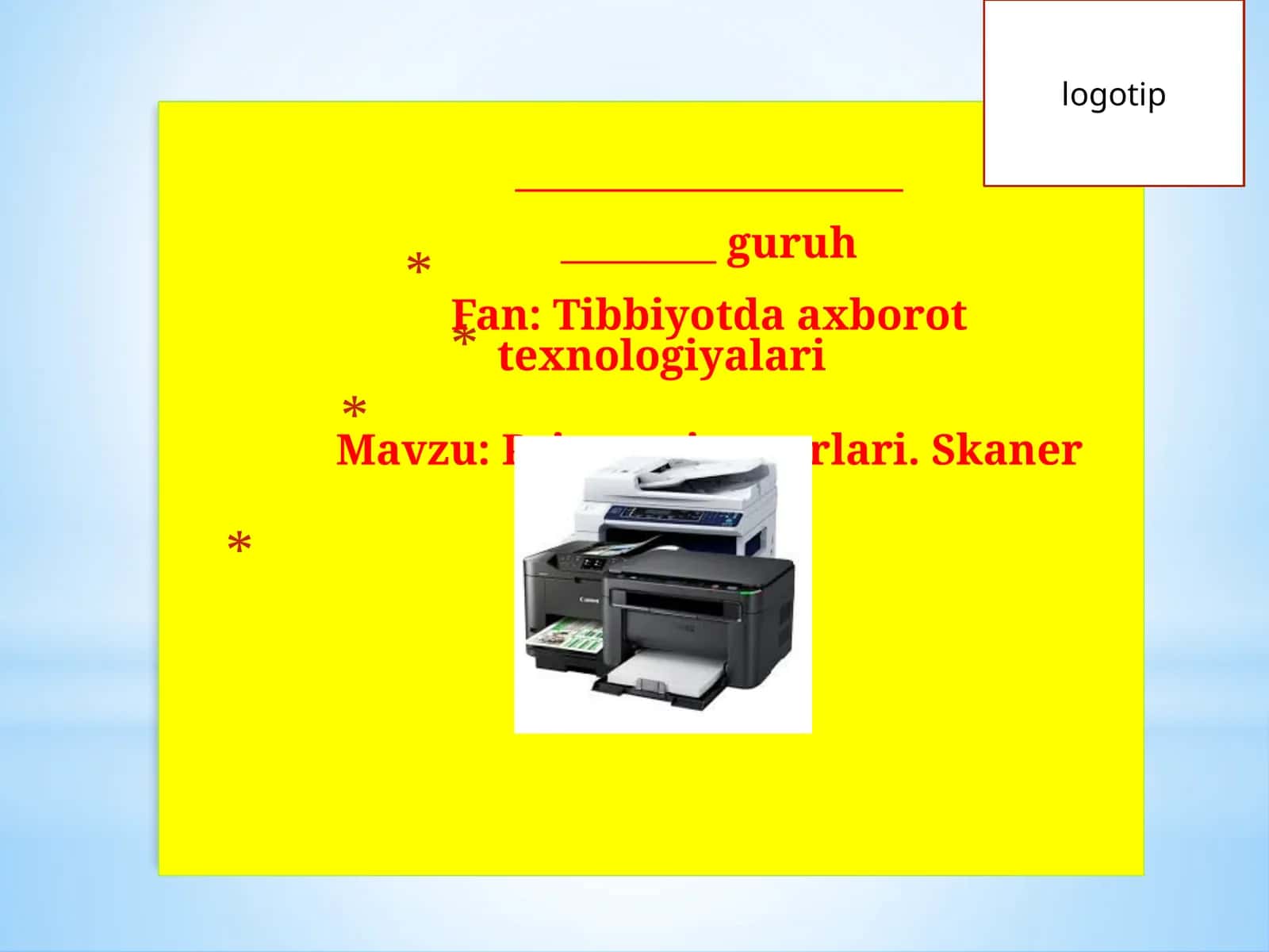 Printerning turlari va Skaner turlari 1