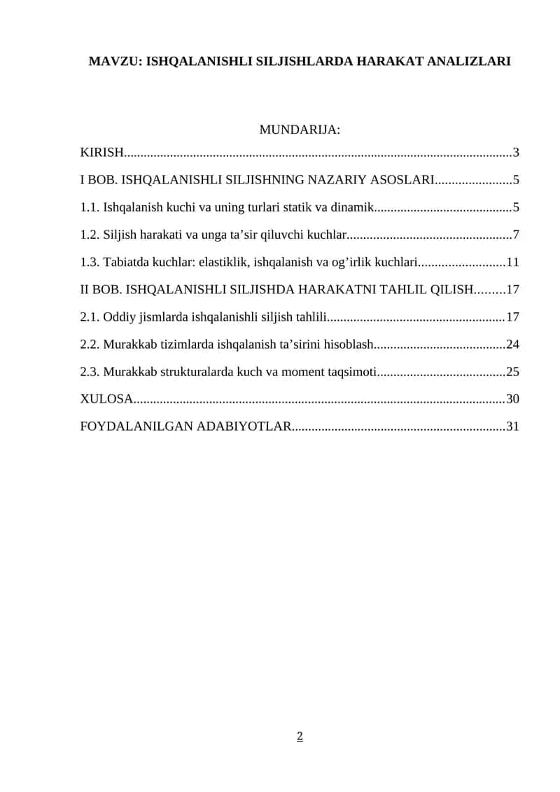 ISHQALANISHLI SILJISHLARDA HARAKAT ANALIZLARI 1