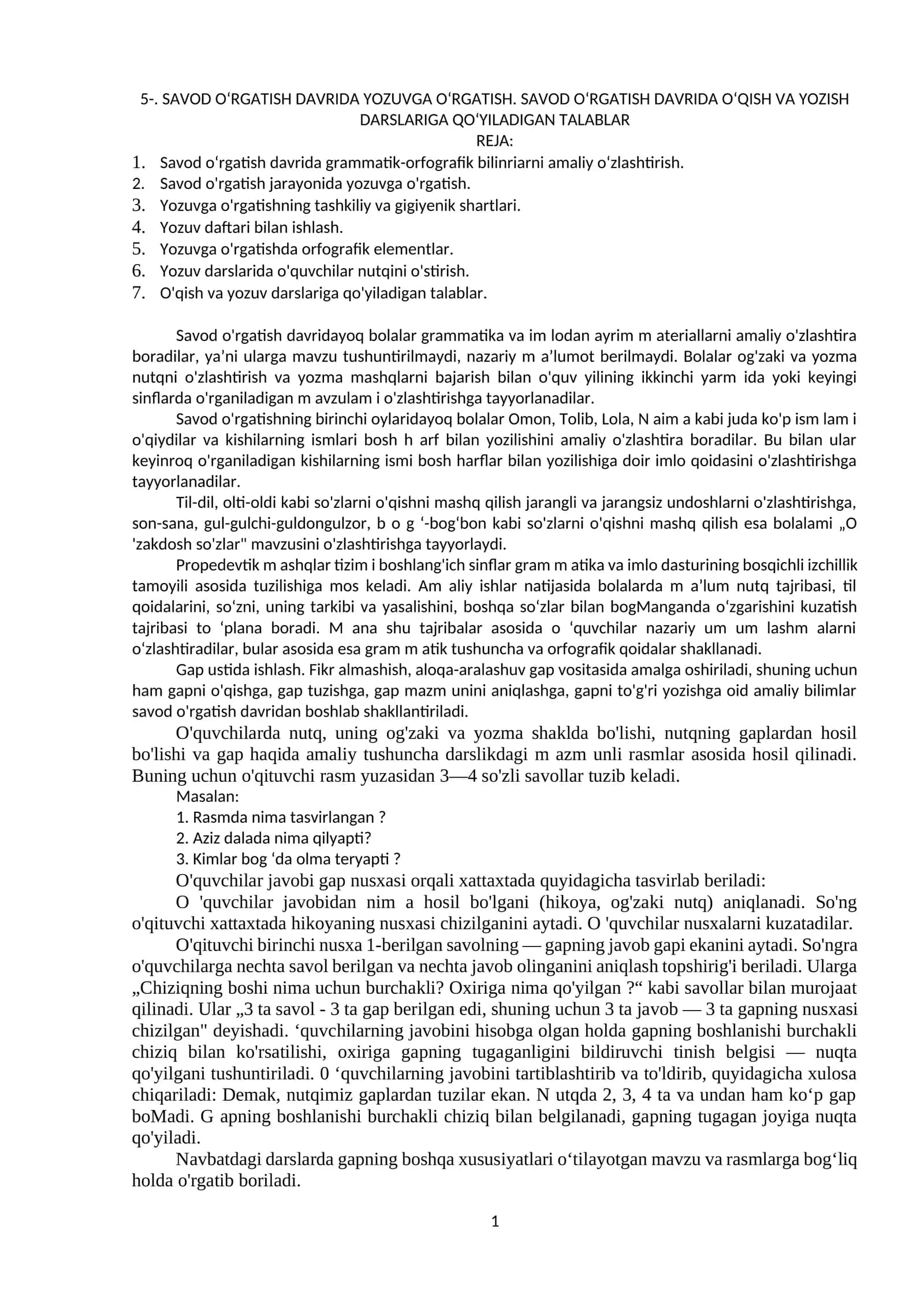 Savod O‘rgatish Davrida Yozuvga O‘rgatish 1
