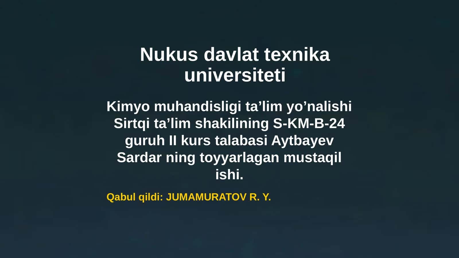 Kimyomuhandisligi ta'lim yo'nalishi 1
