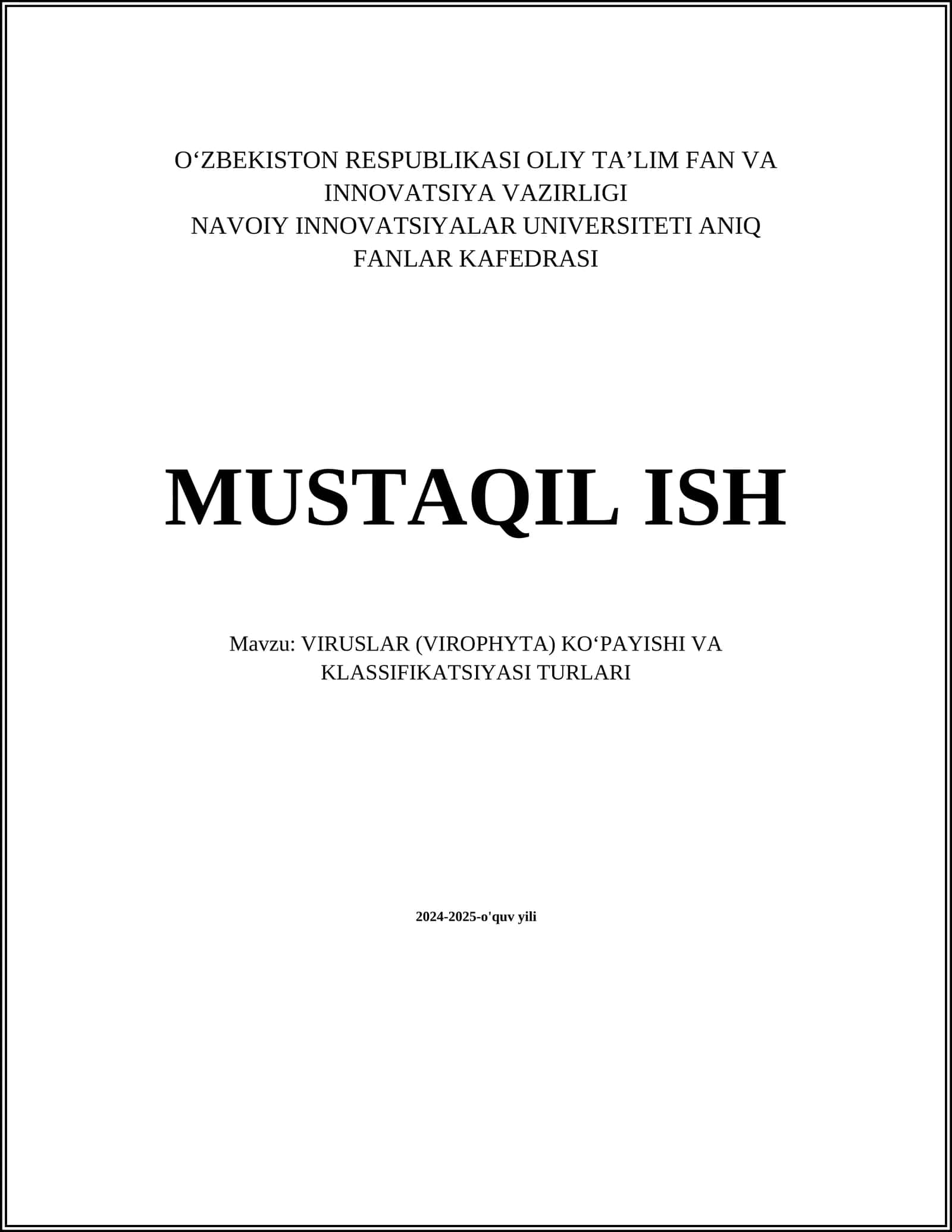 VIRUSLAR (VIROPHYTA) KOʻPAYISHI VA KLASSIFIKATSIYASI TURLARI 1