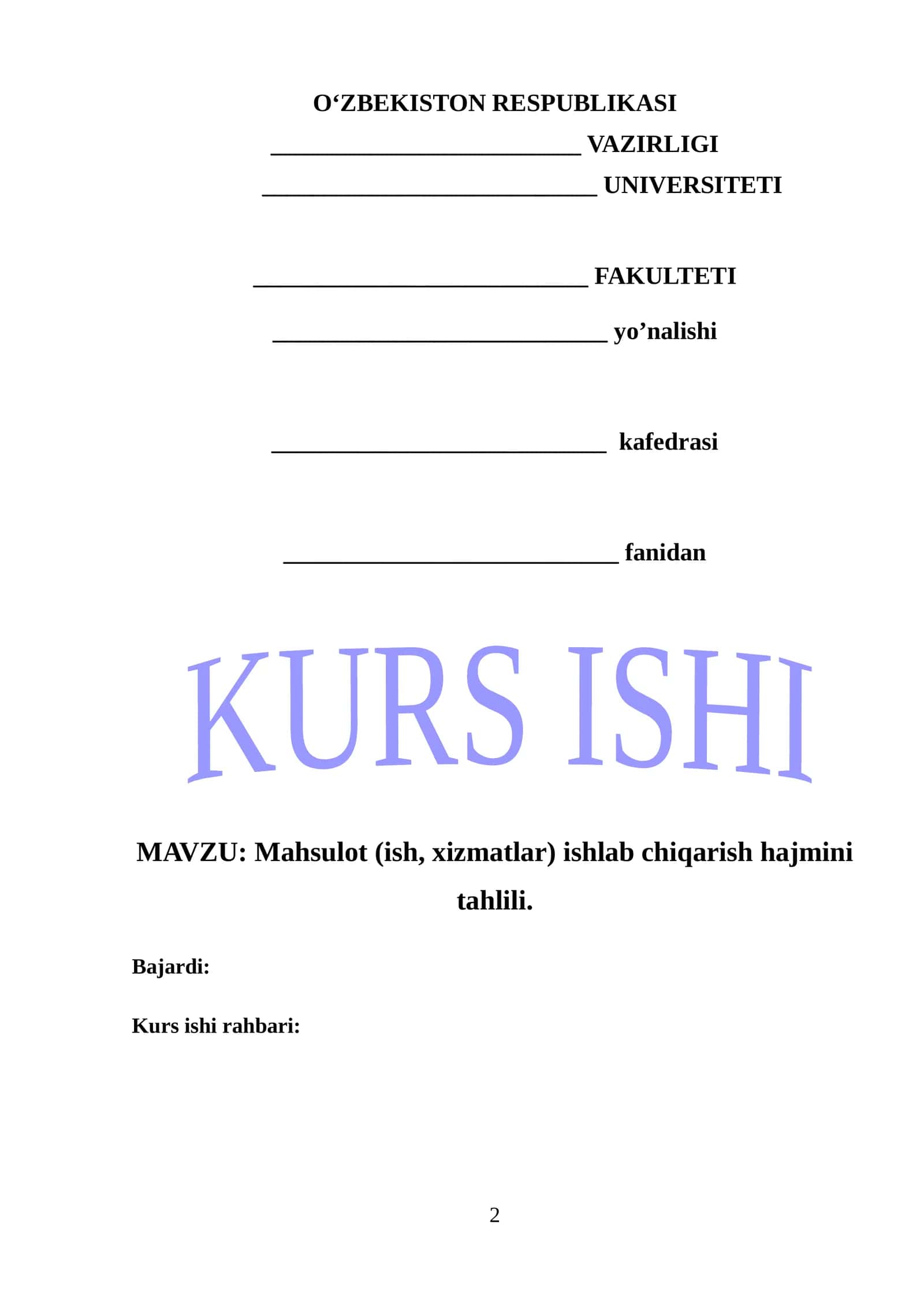 Mahsulot (ish, xizmatlar) ishlab chiqarish hajmini tahlili. 1