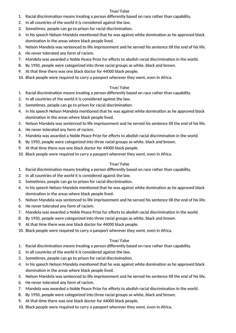 Nelson Mandela and Racial Discrimination 1