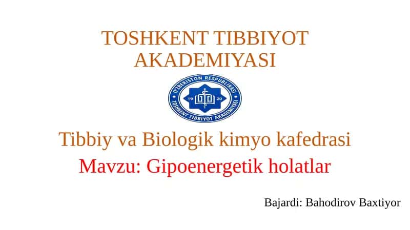Gipoenergetik holatlar 1