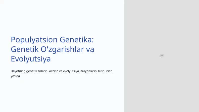Populyatsion Genetika: Genetik O'zgarishlar va Evolyutsiya 1