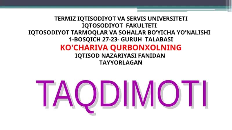 IQTISODIYOT TARMOQLAR VA SOHALAR 1