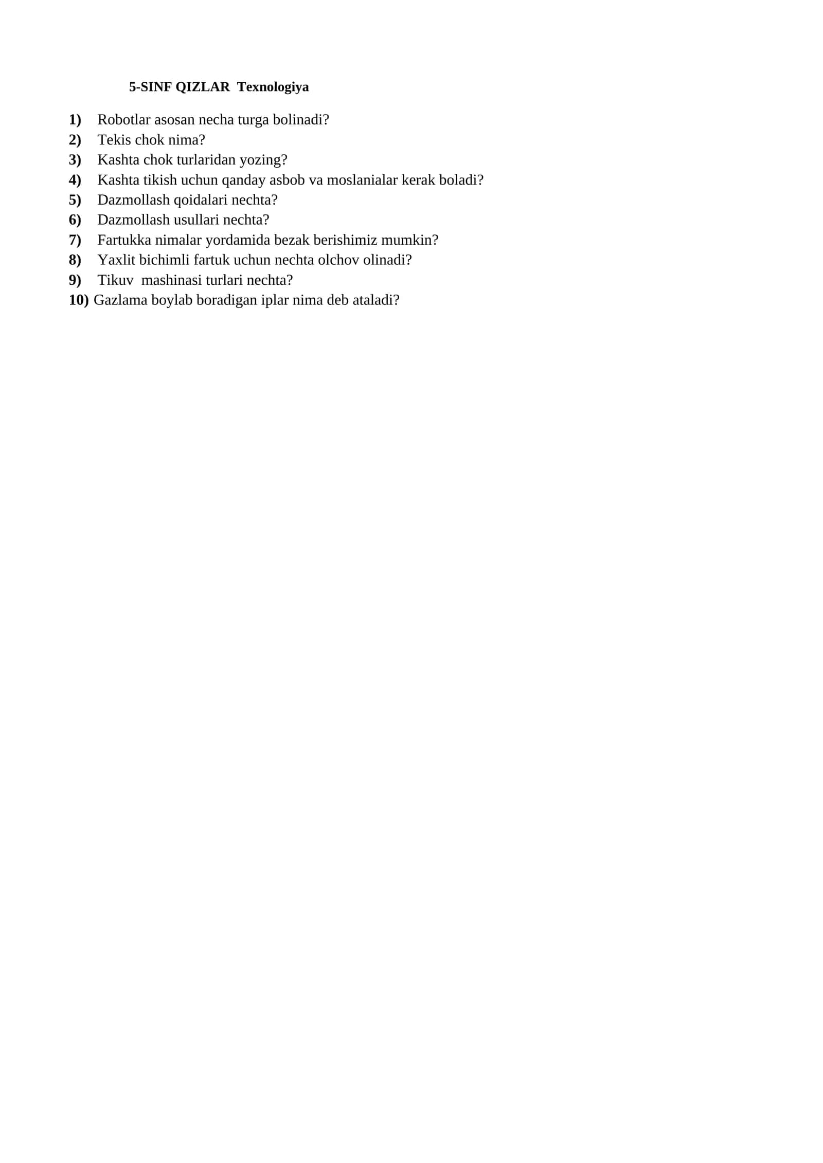 5-SINF QIZLAR Texnologiya 1