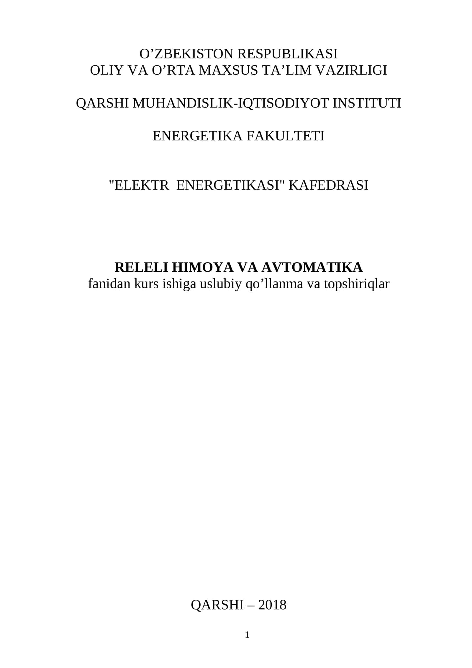 Uslubiy qo’llanma va topshiriqlar 1