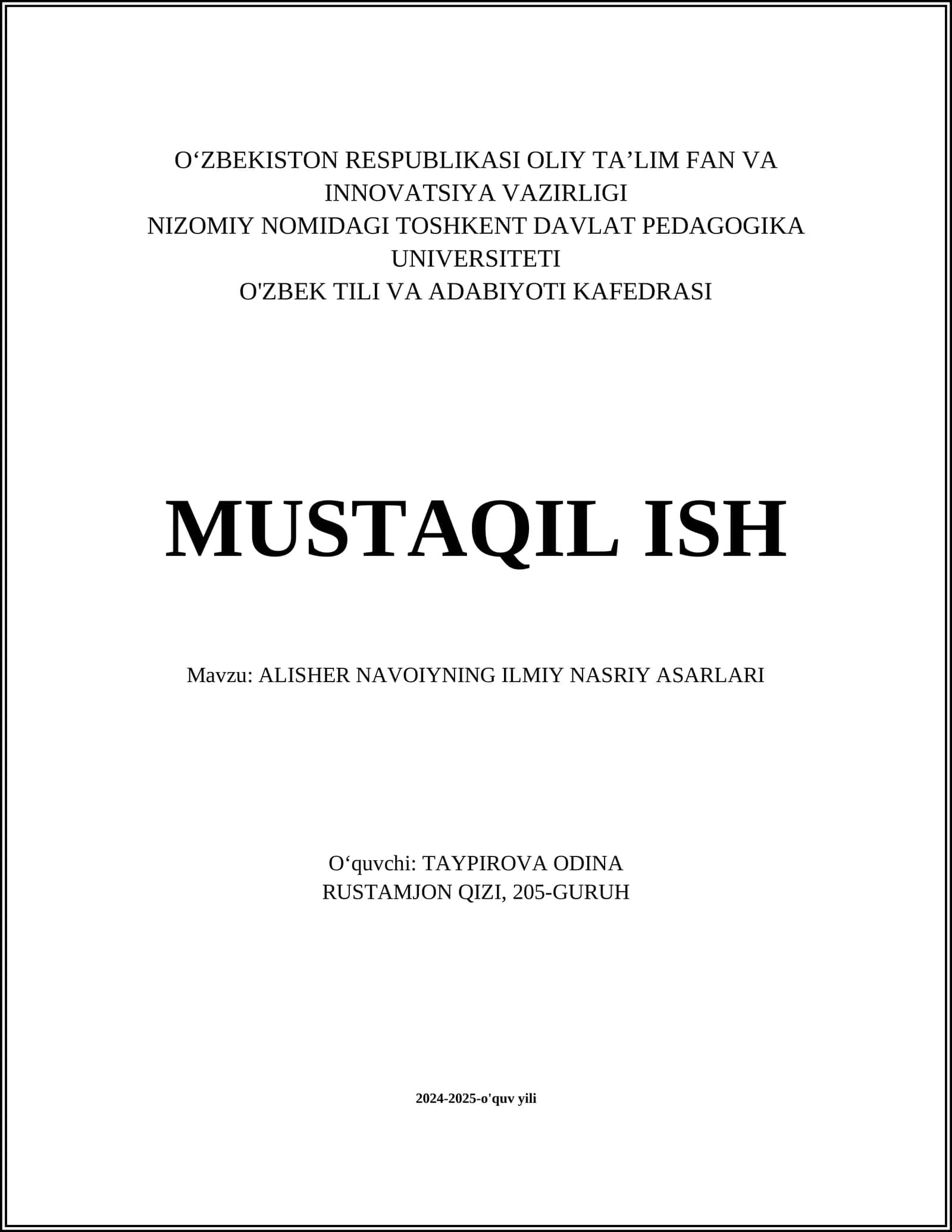 ALISHER NAVOIYNING ILMIY NASRIY ASARLARI 1