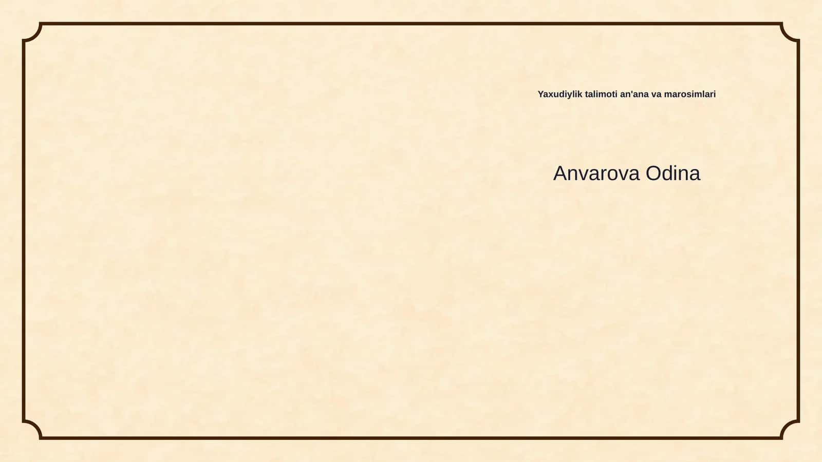 Yaxudiylik talimoti an'ana va marosimlari 1