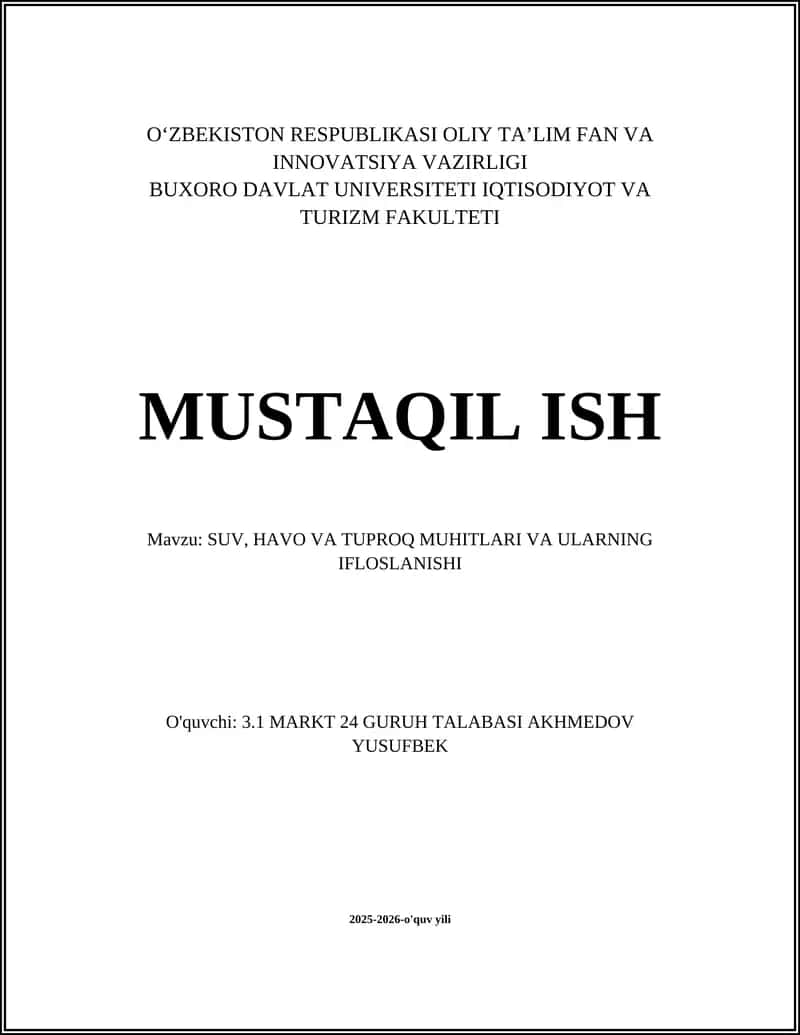 Suv muhitining ifloslanishi 1