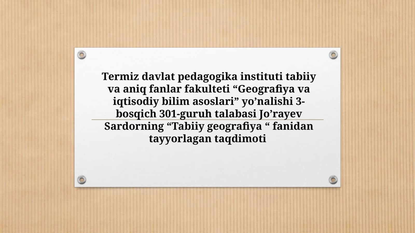 Tabiiy geografiya fanidan ta'lim 1