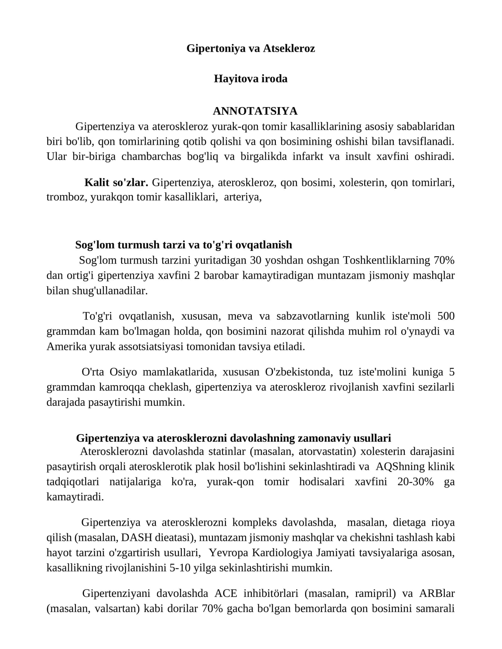 Gipertoniya va Atsekleroz 1