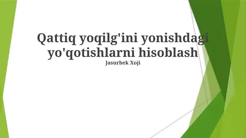Qattiq yoqilg'ini yonishdagi yo'qotishlarni hisoblash 1