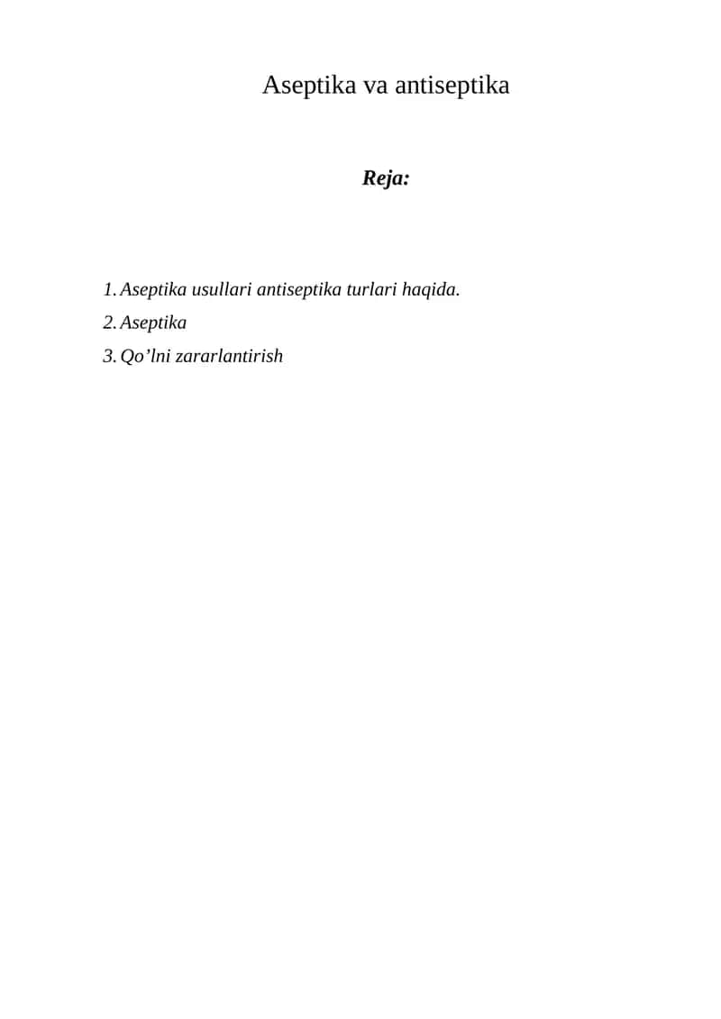 Aseptika va Antiseptika 1