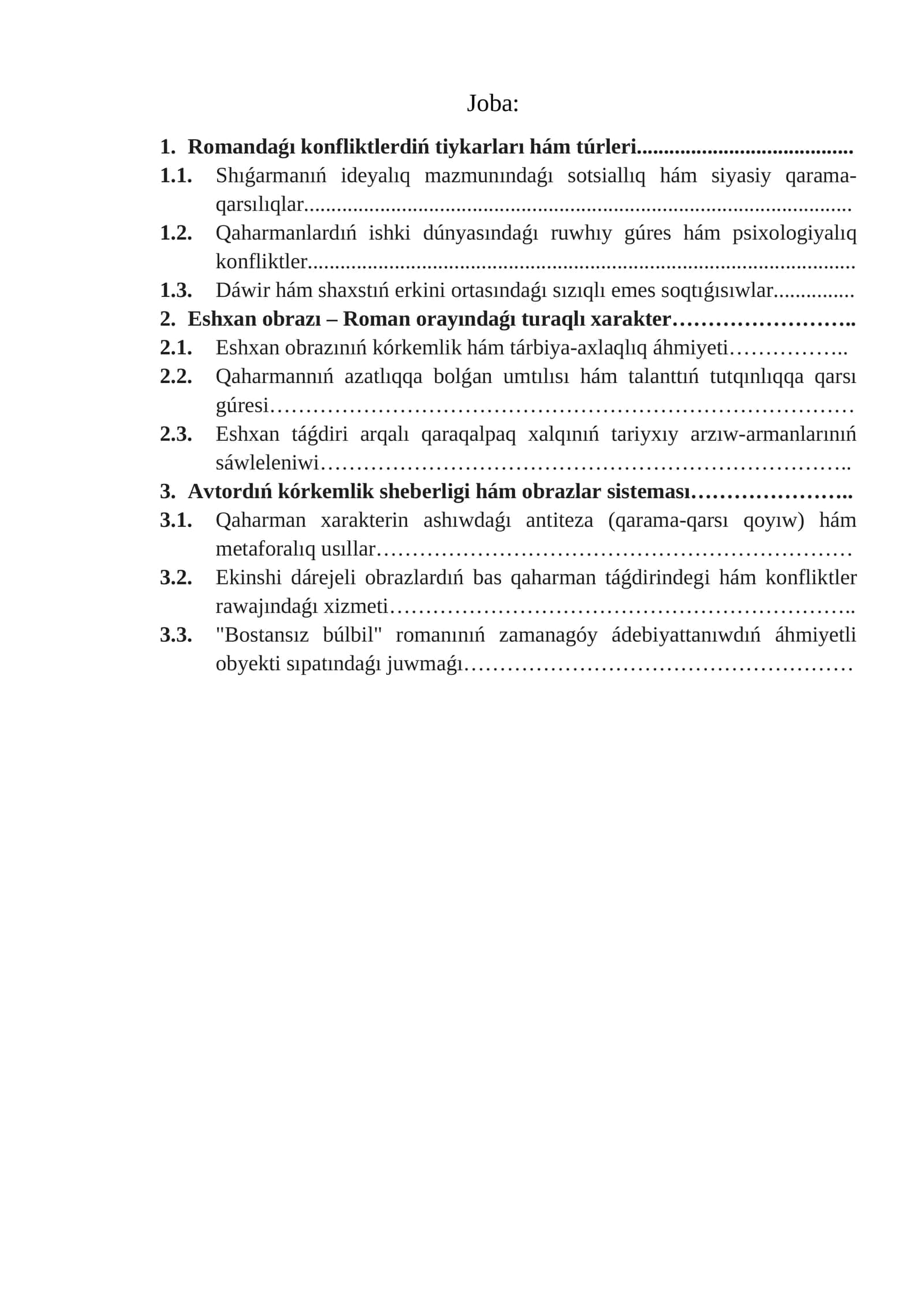 Romandaǵı konfliktlerdiń tiykarları hám túrleri 1