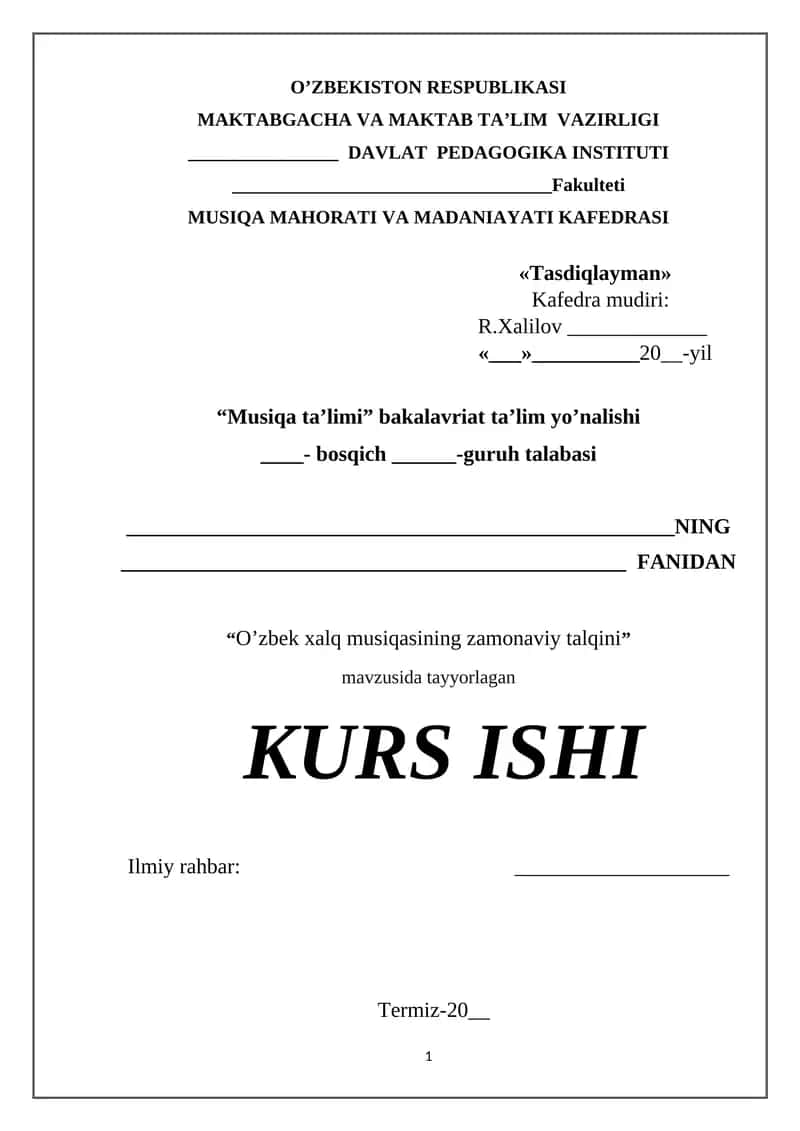 O’zbek xalq musiqasining zamonaviy talqini 1