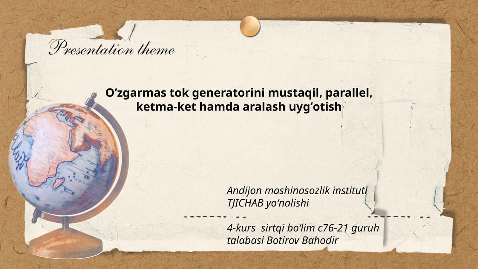 Oʻzgarmas tok generatori 1