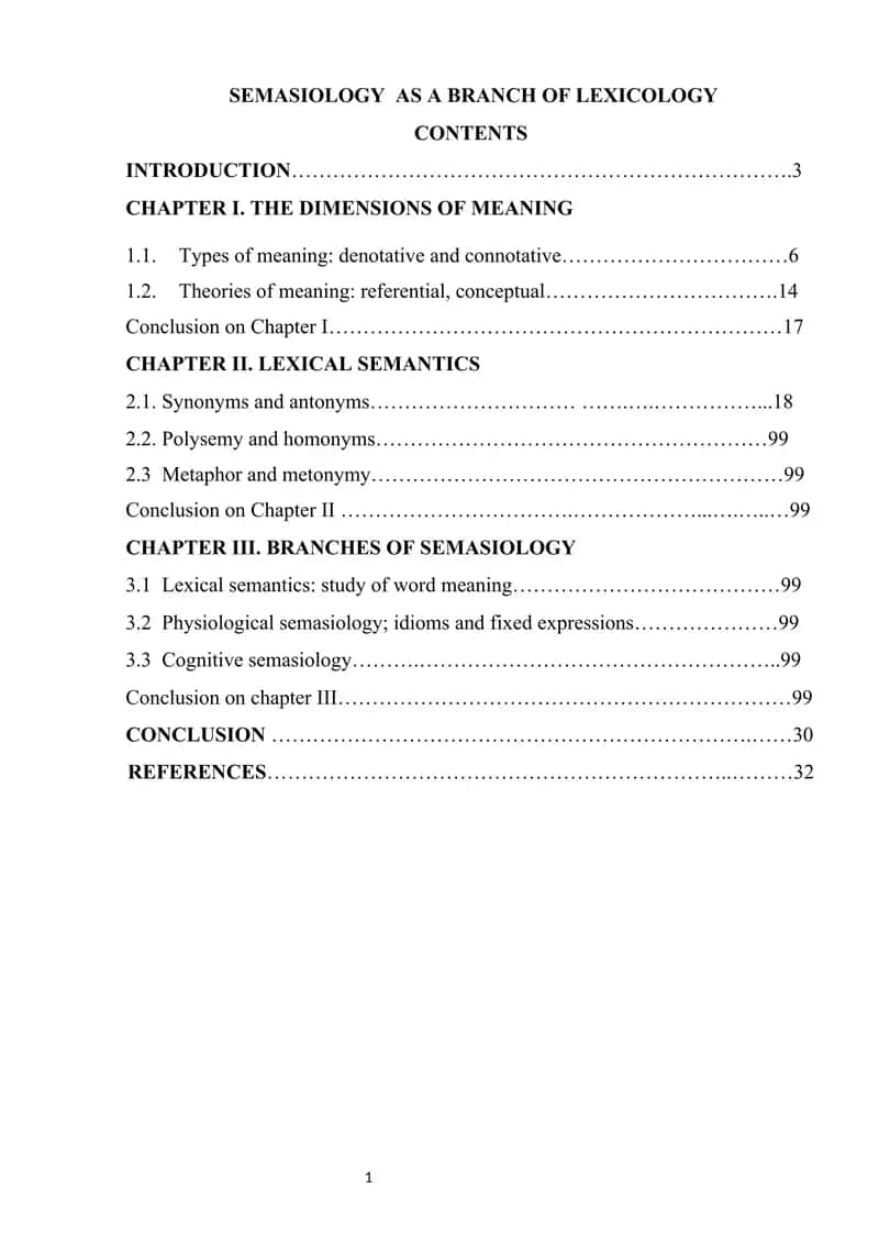 SEMASIOLOGY AS A BRANCH OF LEXICOLOGY 1