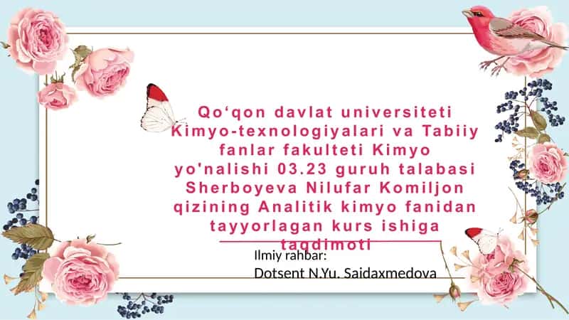 Analitik kimyo kursi 1