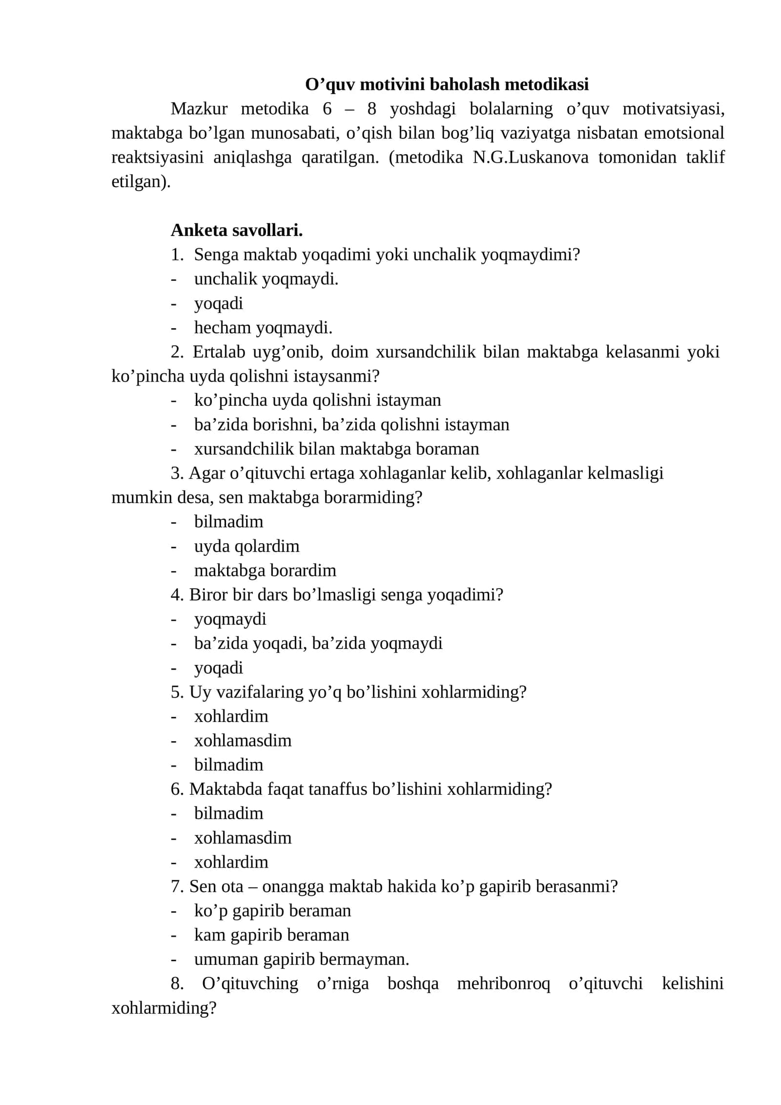 O’quv motivini baholash metodikasi 1