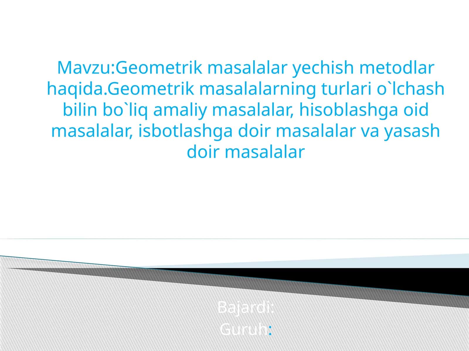 Geometrik Masalalar Yechish Metodlari 1