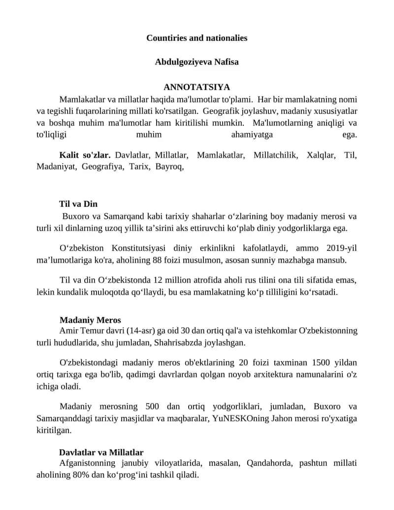 Countiries and nationalies 1