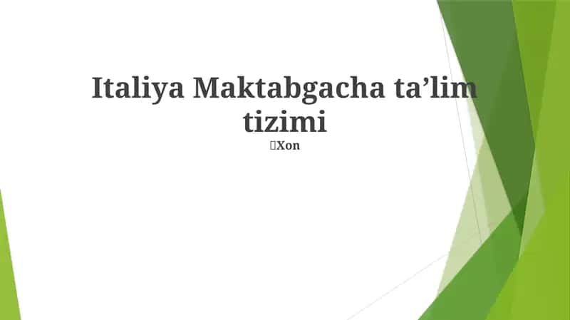 Italiya Maktabgacha taʼlim tizimi 1