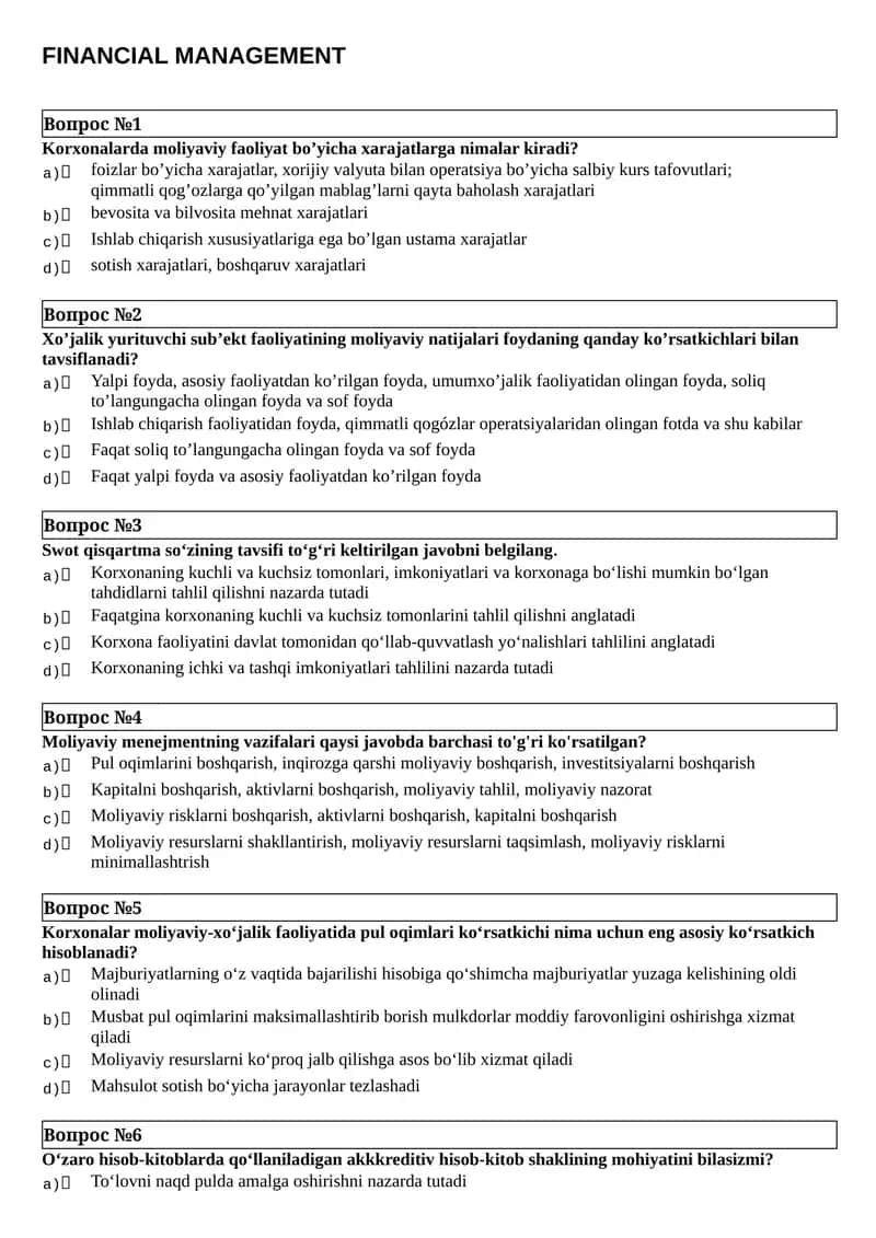 FINANCIAL MANAGEMENT 1