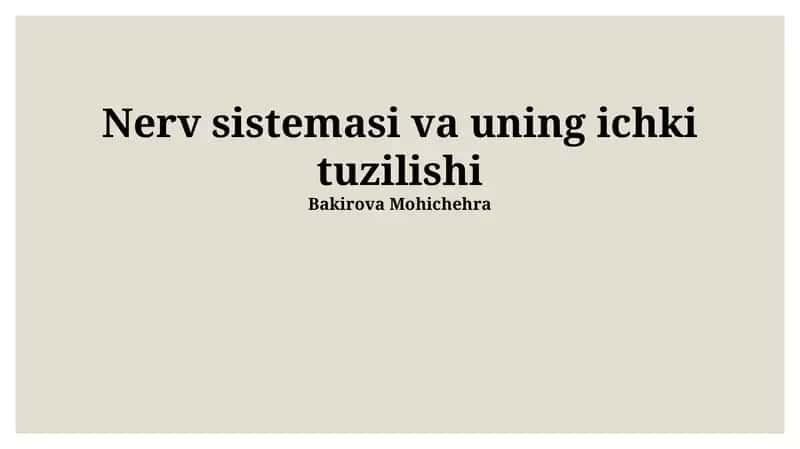 Nerv sistemasi va uning ichki tuzilishi 1