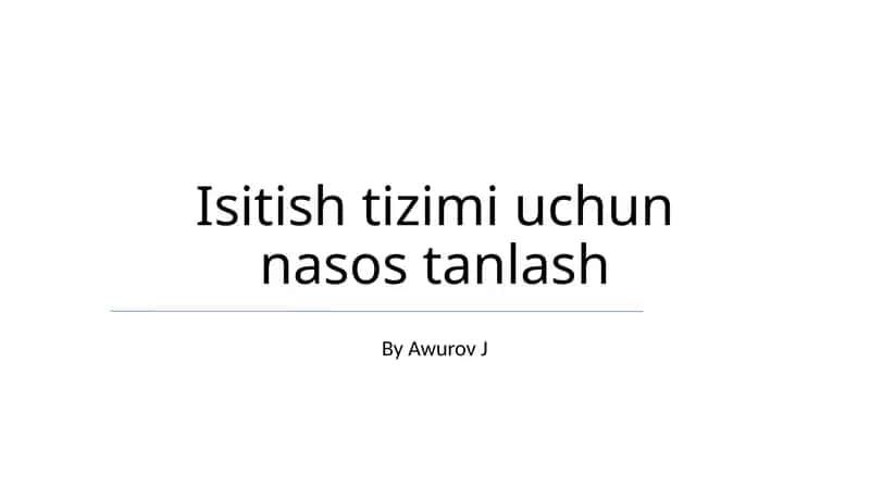 Isitish tizimi uchun nasos tanlash 1