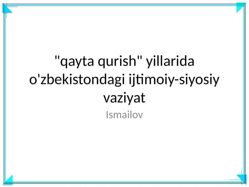 Iqtisodiy va siyosiy islohotlar majmui 1