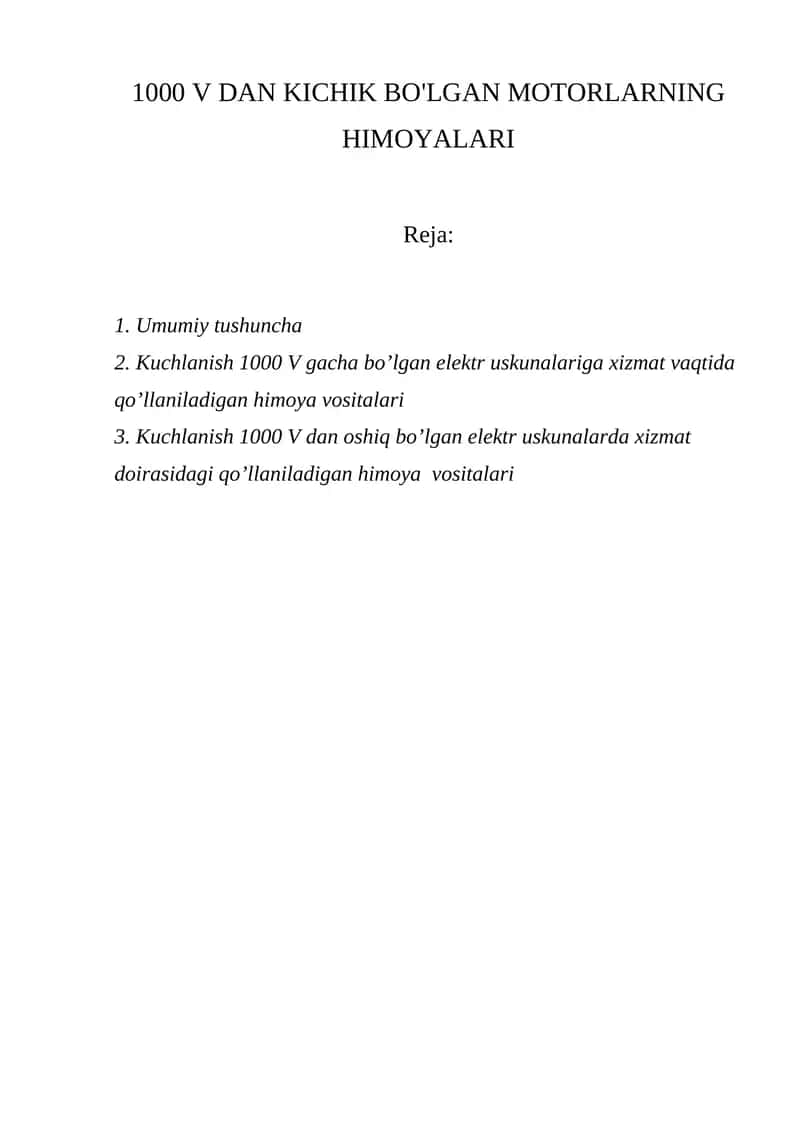 Elektr himoya vositalari (E.X.V.) 1