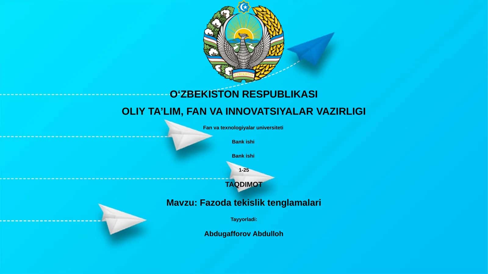 Fazoda tekislik tenglamalari 1