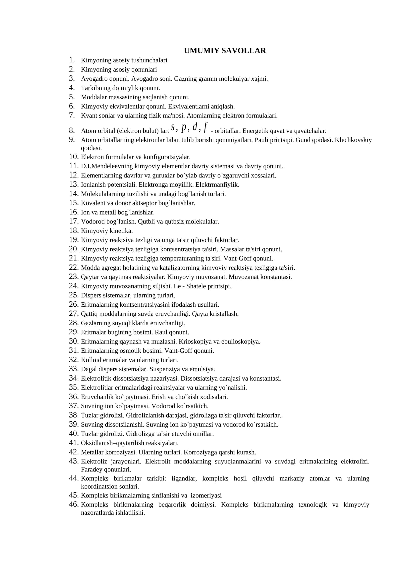 Kimyo asoslari 1