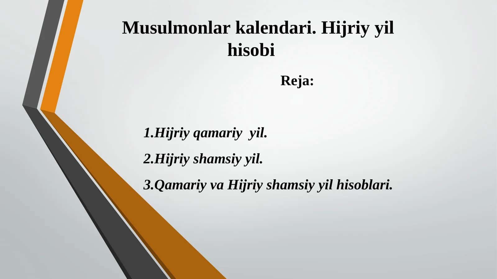 Musulmonlar kalendari.Hijriy yil hisobi 1