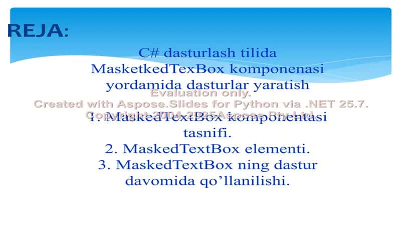 C# dasturlash tilida MaskedTextBox komponentasi yordamida dasturlar yaratish 1