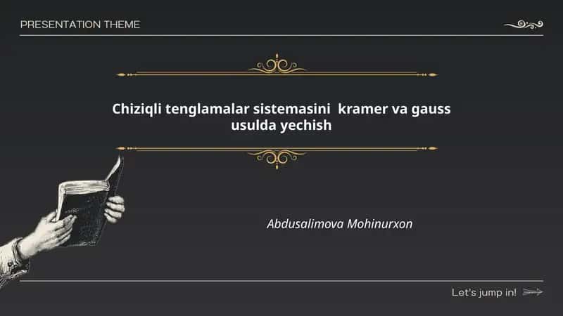 Chiziqli tenglamalar sistemasini kramer va gauss usulda yechish 1