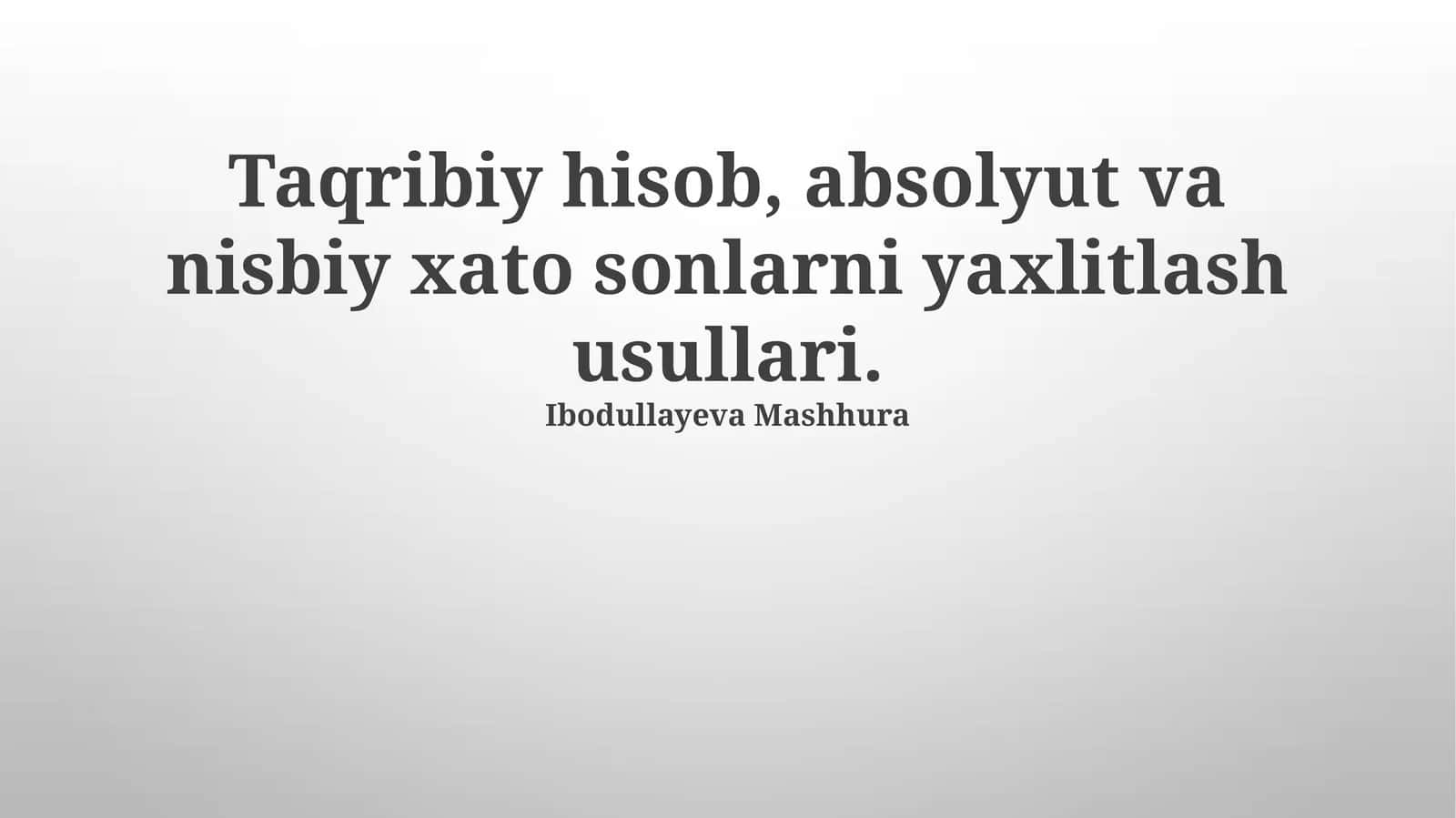 Taxminiy Hisoblash 1
