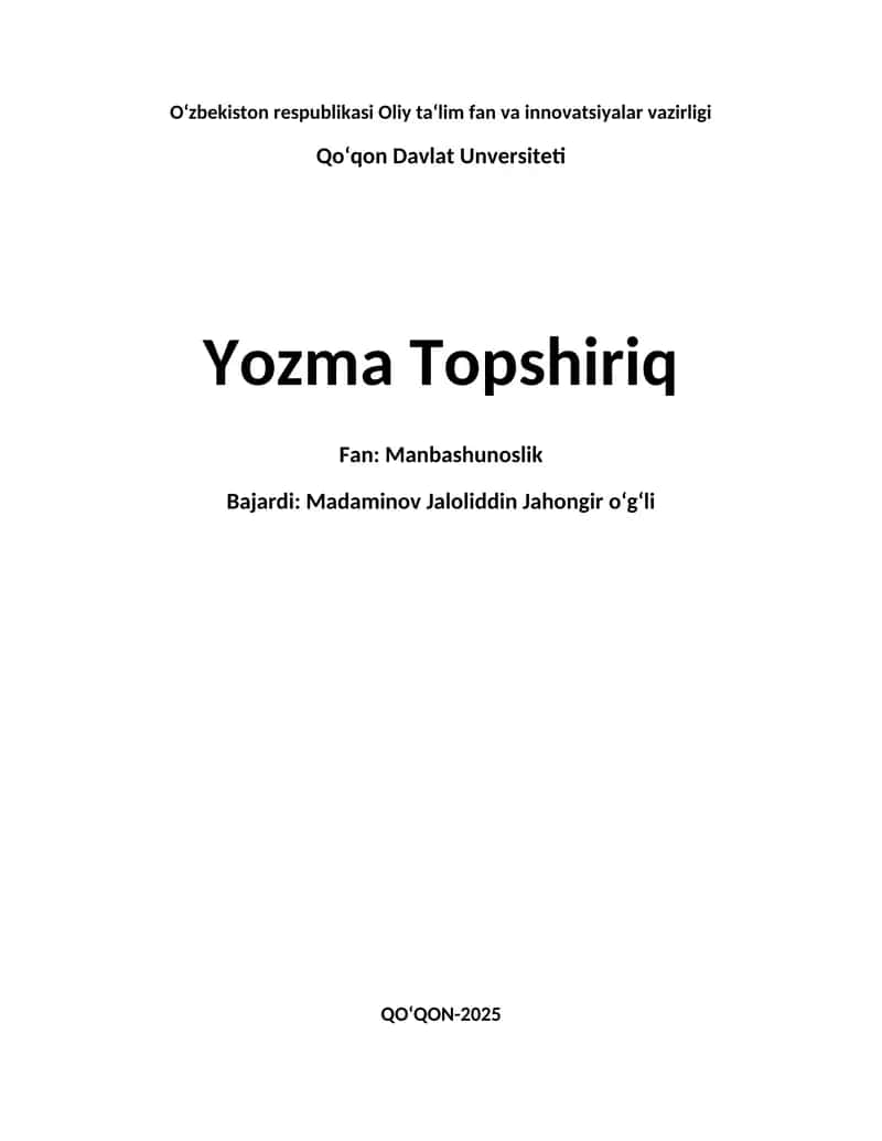 Yozma Topshiriq 1