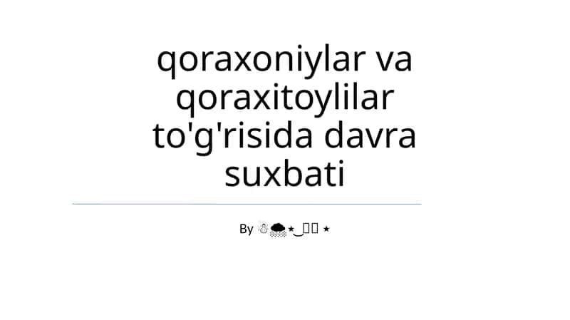 Qora-Xitoylar va Qoraxitoylilar 1