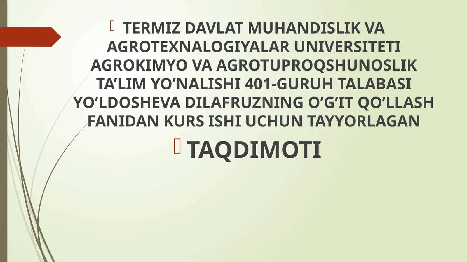 Moshekininiyetishtirish dao’g’itlashtizimi 1