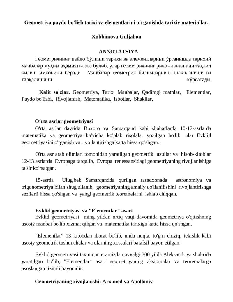 Oʻrta asrlar geometriyasi 1